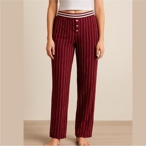PJ SALVAGE pajama bottoms lounge pants elastic waistband striped red sz small
